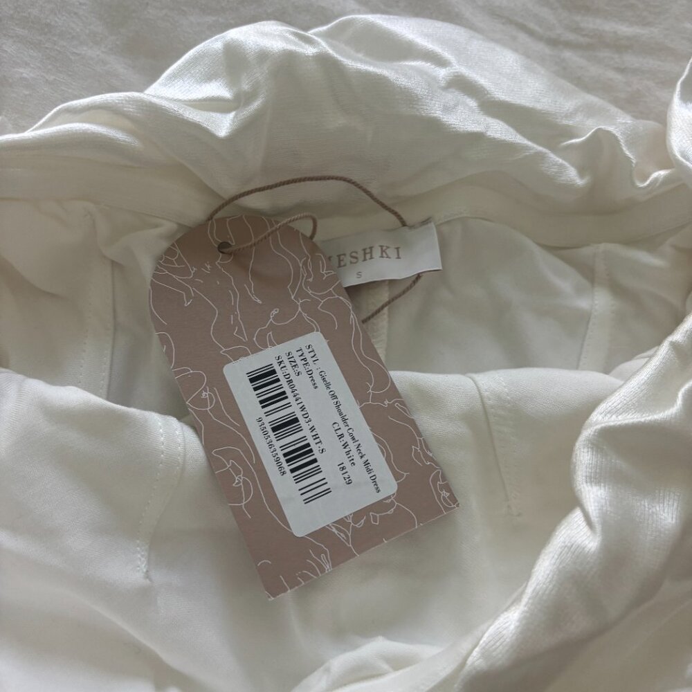 Meshki Giselle Off Shoulder Cowl Neck Maxi Dress - White - Picture 5 of 5